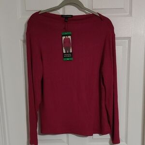 Banana Republic Ribbed Long Sleeve Top Women's XL Boatneck in Fuchsia Pink NWT
